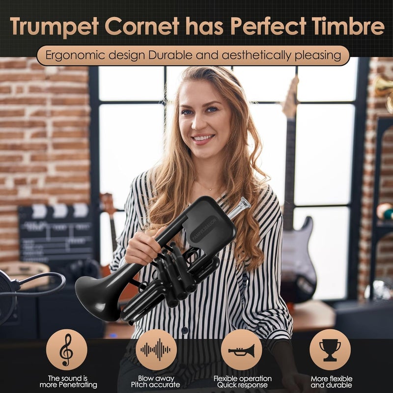 PAMPET SEA LION Professional Plastic C Trumpet Standard Trumpets Trumpet Set for Student Beginner C Trumpet Instrument Black - Image 5